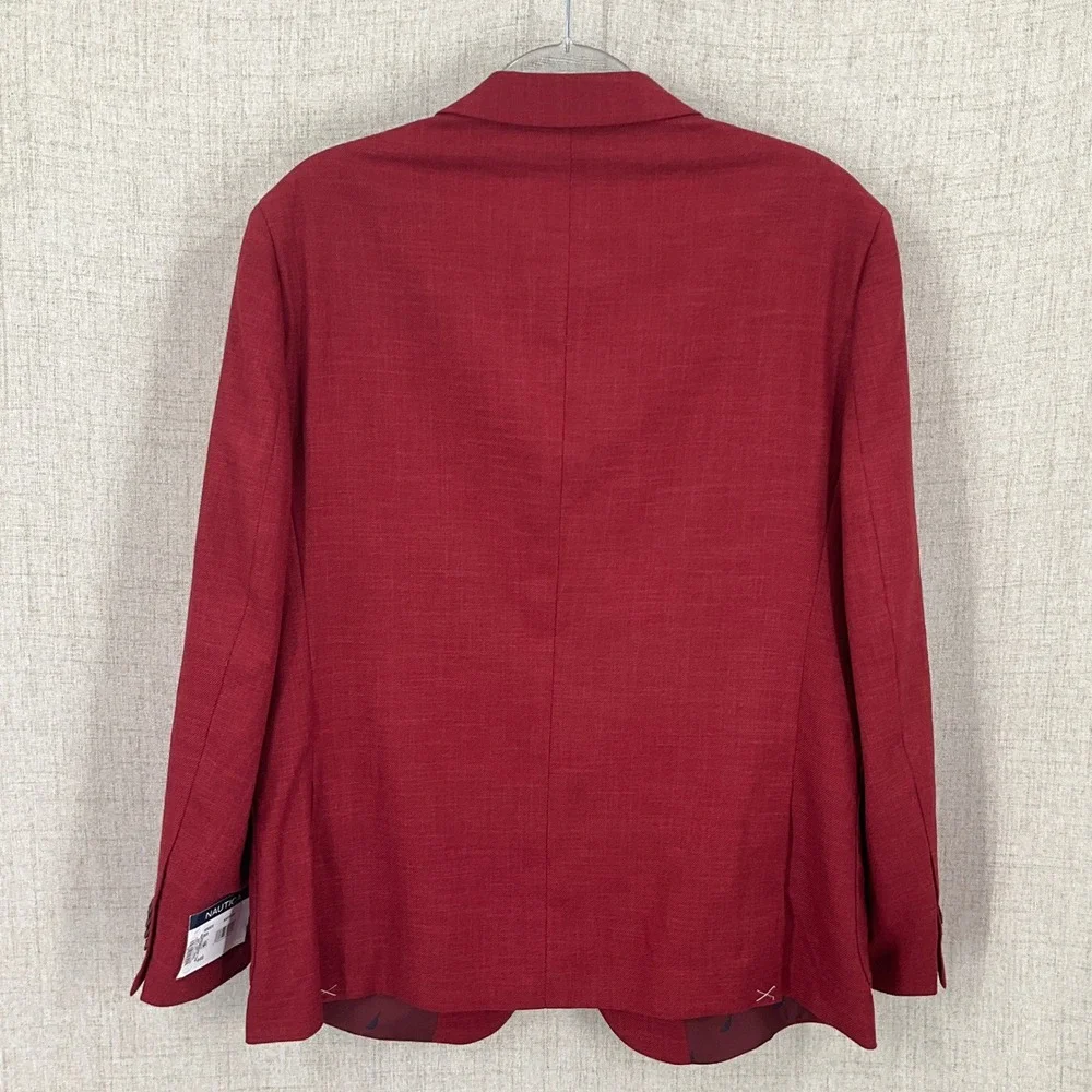 Nautica Blazer Mens 44S Red Linen Jensen Modern Fit Active Stretch NEW